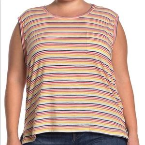 NWT madewell one pocket rainbow stripe tank top